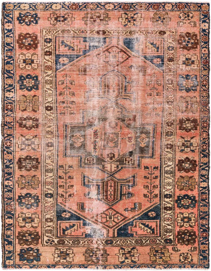 Detail image of 3' 10 x 6' 5 Hand Knotted Ultra Vintage Persian Wool Rug