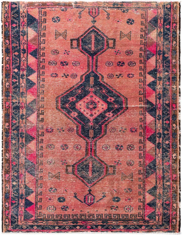 Detail image of 4' 6 x 7' 9 Hand Knotted Ultra Vintage Persian Wool Rug