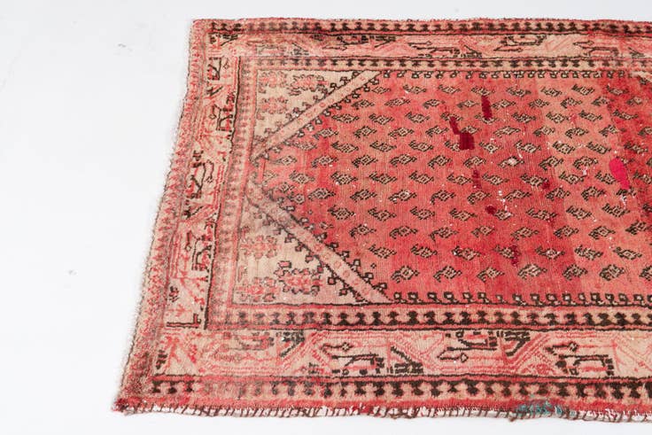 Detail image of 3' 9 x 4' 10 Hand Knotted Ultra Vintage Persian Wool Rug