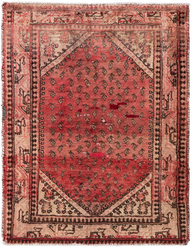 Detail image of 3' 9 x 4' 10 Hand Knotted Ultra Vintage Persian Wool Rug