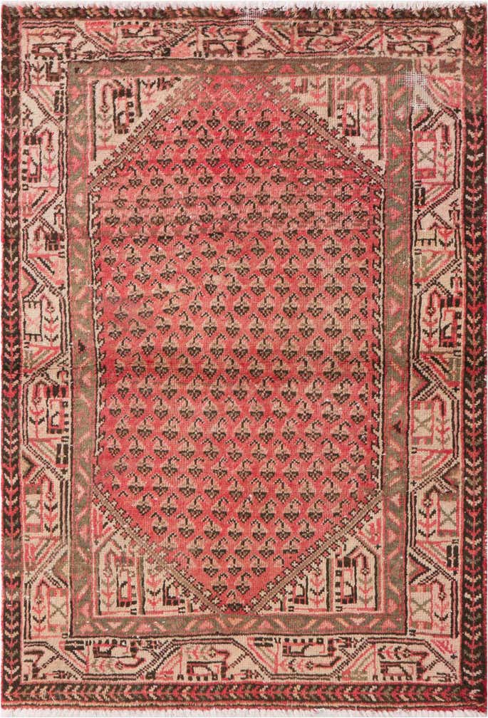 3' 4 x 4' 10 Hand Knotted Ultra Vintage Persian Wool Rug