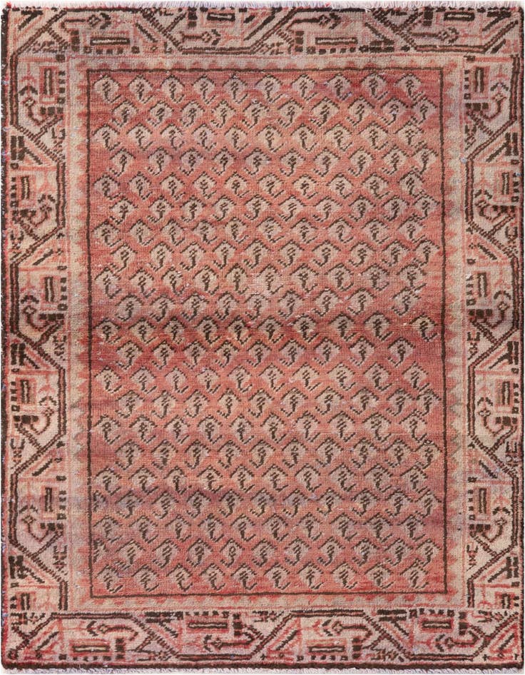 Detail image of 3' 7 x 4' 7 Hand Knotted Ultra Vintage Persian Wool Rug