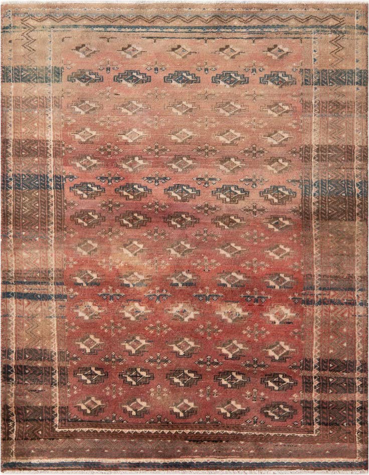Detail image of 3' 9 x 6' 5 Hand Knotted Ultra Vintage Persian Wool Rug