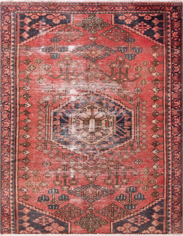 Detail image of 3' 9 x 6' 3 Hand Knotted Ultra Vintage Persian Wool Rug