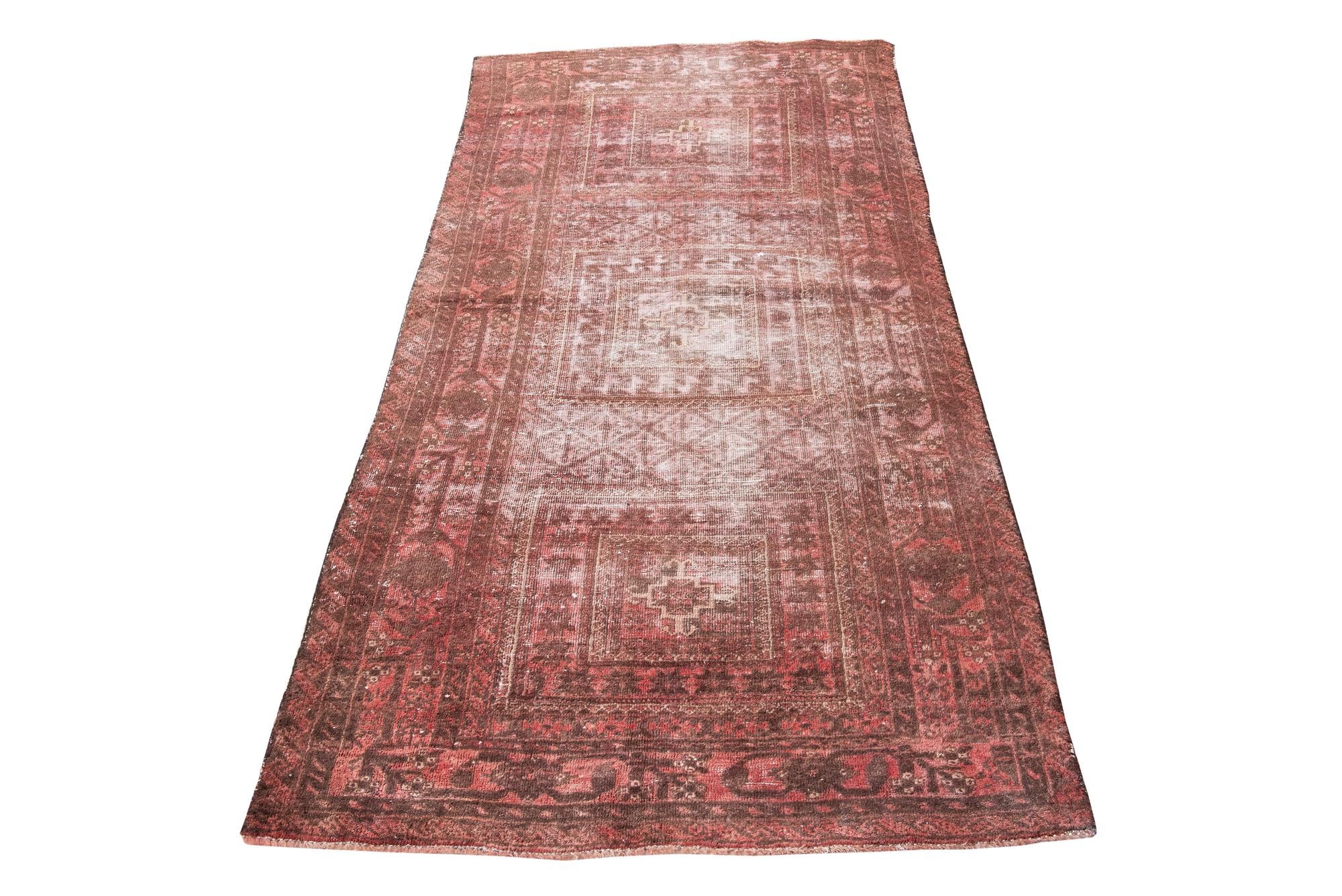 3' 7 x 7' Hand Knotted Ultra Vintage Persian Wool Rug