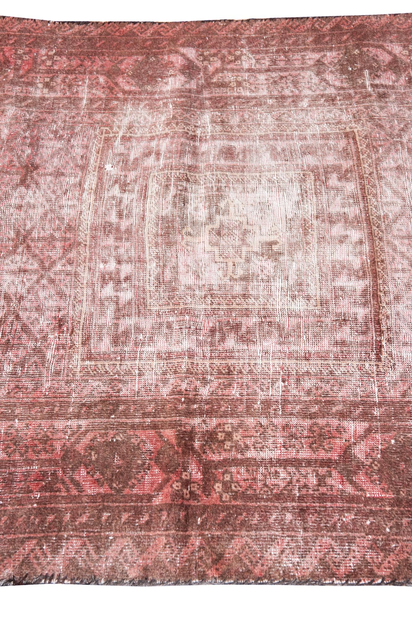 3' 7 x 7' Hand Knotted Ultra Vintage Persian Wool Rug