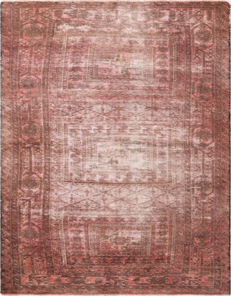 Detail image of 3' 7 x 7' Hand Knotted Ultra Vintage Persian Wool Rug
