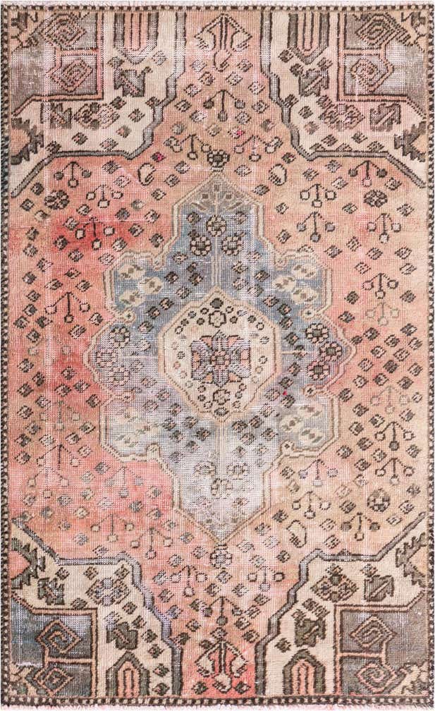 3' 7 x 5' 9 Hand Knotted Ultra Vintage Persian Wool Rug