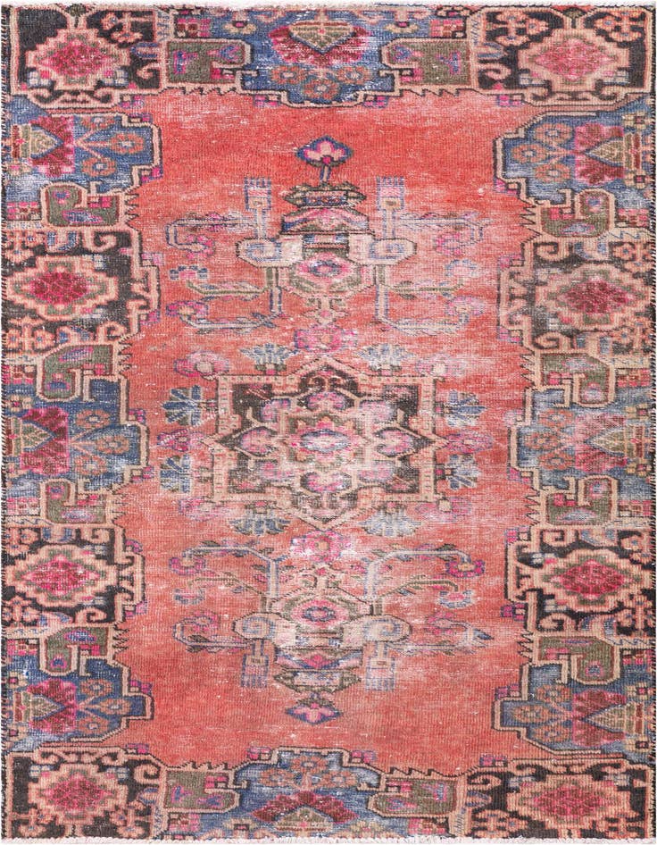 Detail image of 3' 6 x 6' 9 Hand Knotted Ultra Vintage Persian Wool Rug