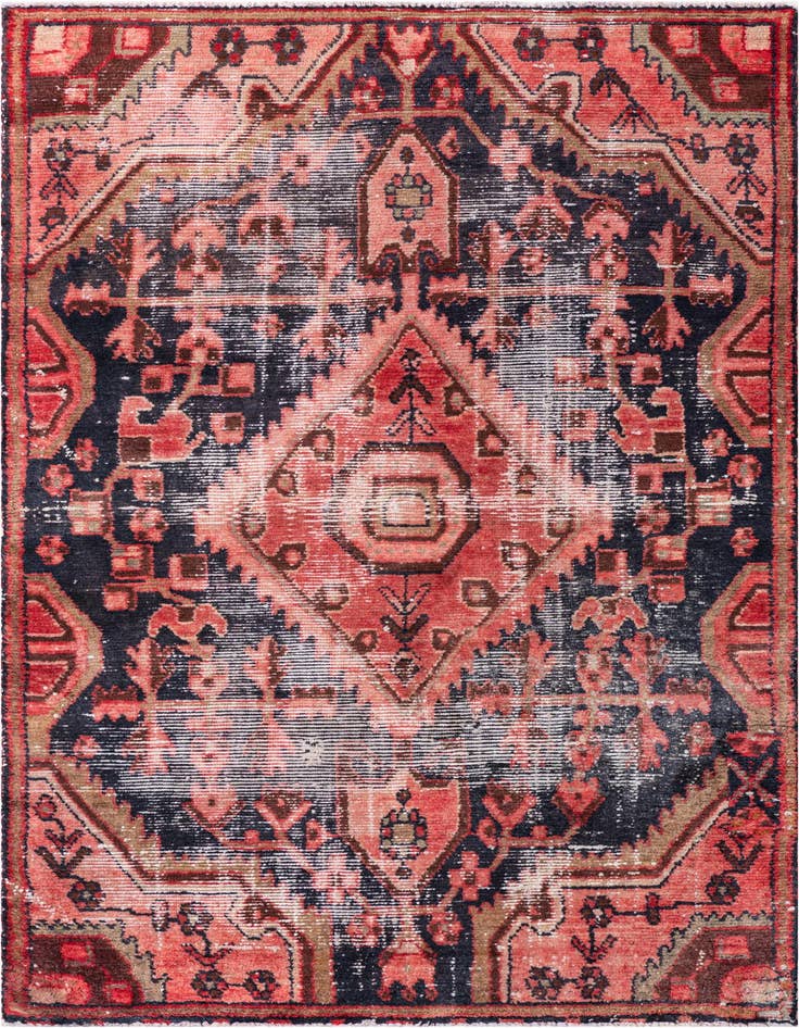 Detail image of 4' 1 x 5' 10 Hand Knotted Ultra Vintage Persian Wool Rug