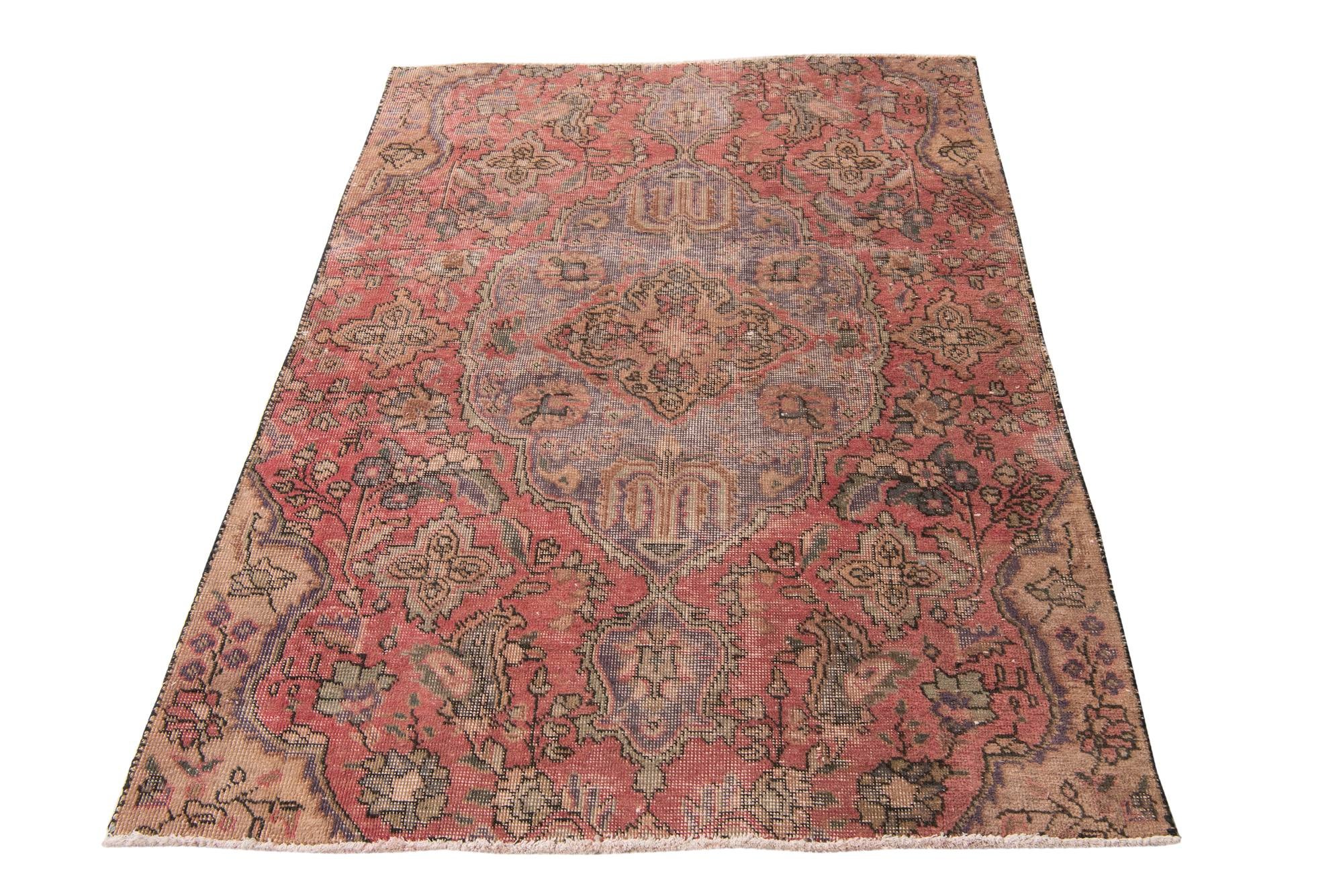 4' 2 x 5' 8 Hand Knotted Ultra Vintage Persian Wool Rug