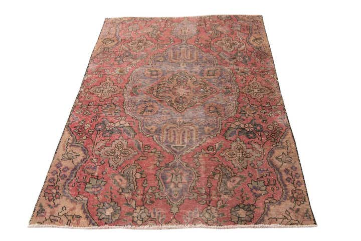 4' 2 x 5' 8 Hand Knotted Ultra Vintage Persian Wool Rug