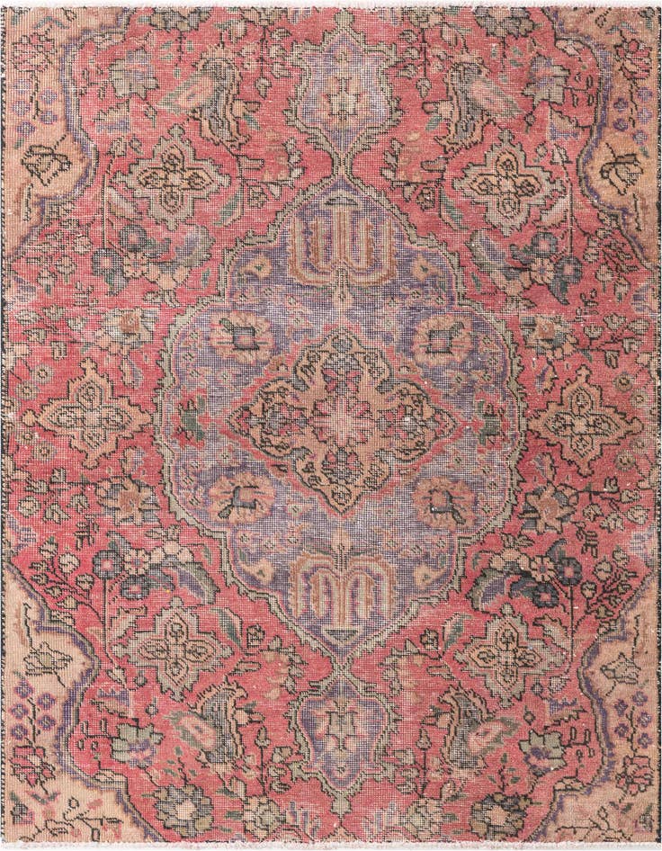 Detail image of 4' 2 x 5' 8 Hand Knotted Ultra Vintage Persian Wool Rug
