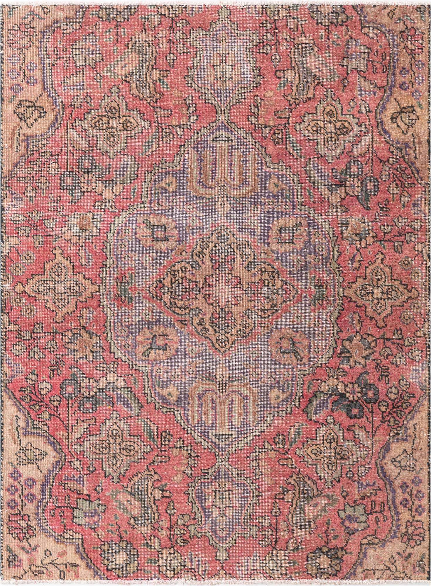 4' 2 x 5' 8 Hand Knotted Ultra Vintage Persian Wool Rug