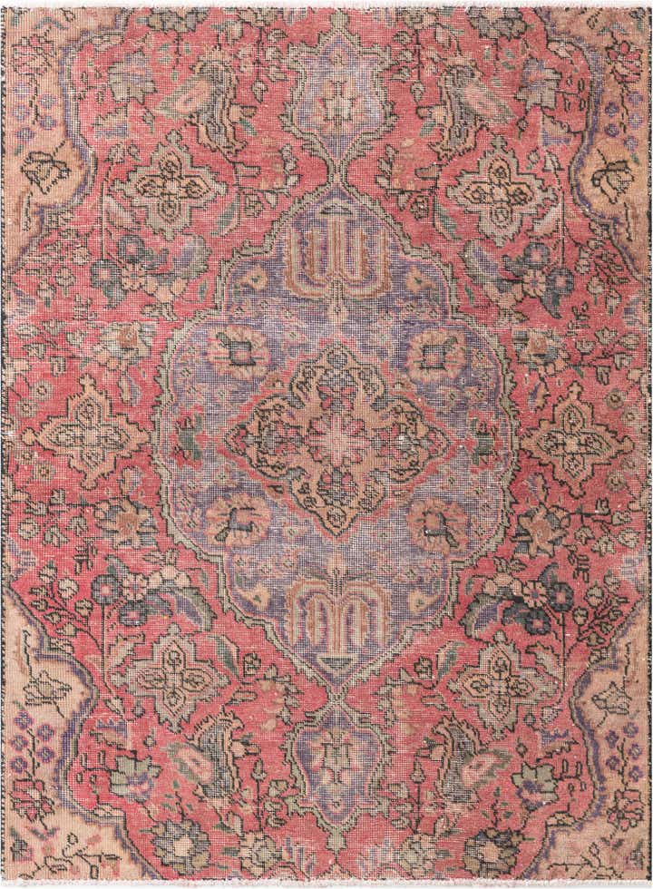 4' 2 x 5' 8 Hand Knotted Ultra Vintage Persian Wool Rug