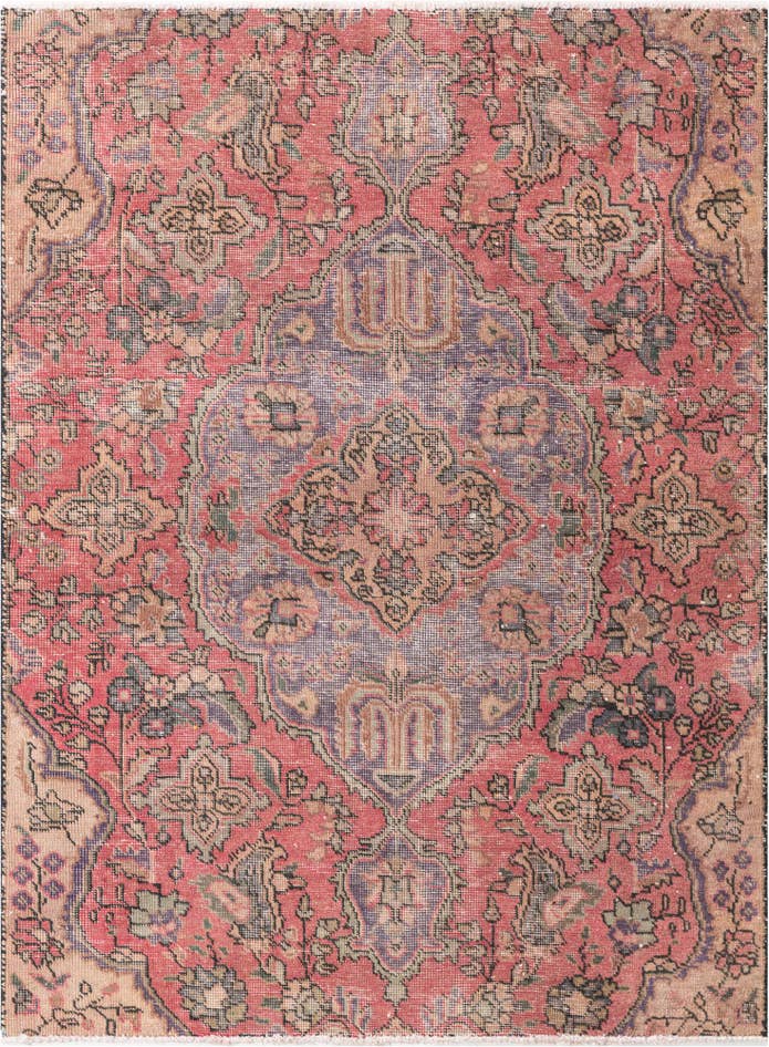 Detail image of 4' 2 x 5' 8 Hand Knotted Ultra Vintage Persian Wool Rug