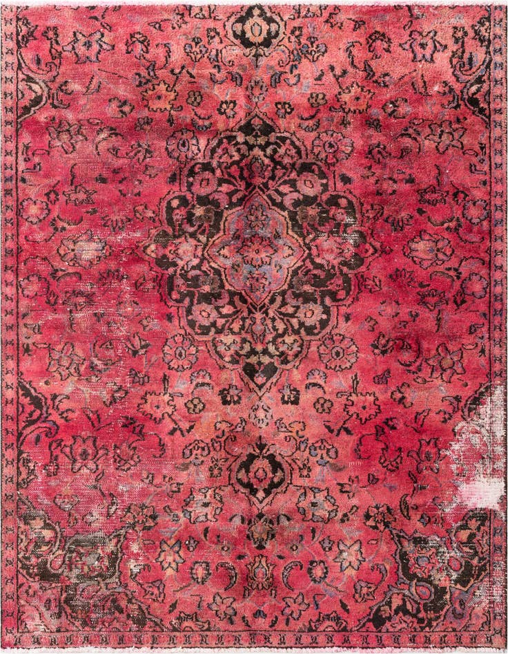 Detail image of 4' 5 x 6' Hand Knotted Ultra Vintage Persian Wool Rug