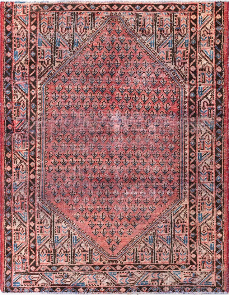 Detail image of 4' 5 x 6' 6 Hand Knotted Ultra Vintage Persian Wool Rug