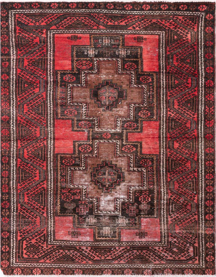 Detail image of 3' 8 x 6' 10 Hand Knotted Ultra Vintage Persian Wool Rug