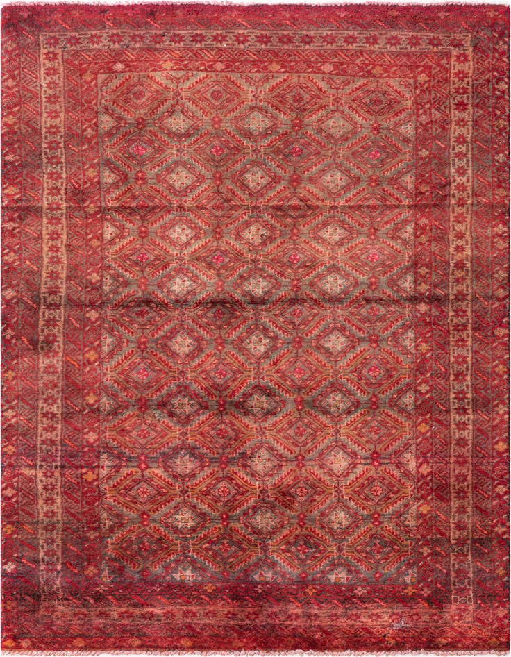 Detail image of 3' 8 x 6' 6 Hand Knotted Ultra Vintage Persian Wool Rug
