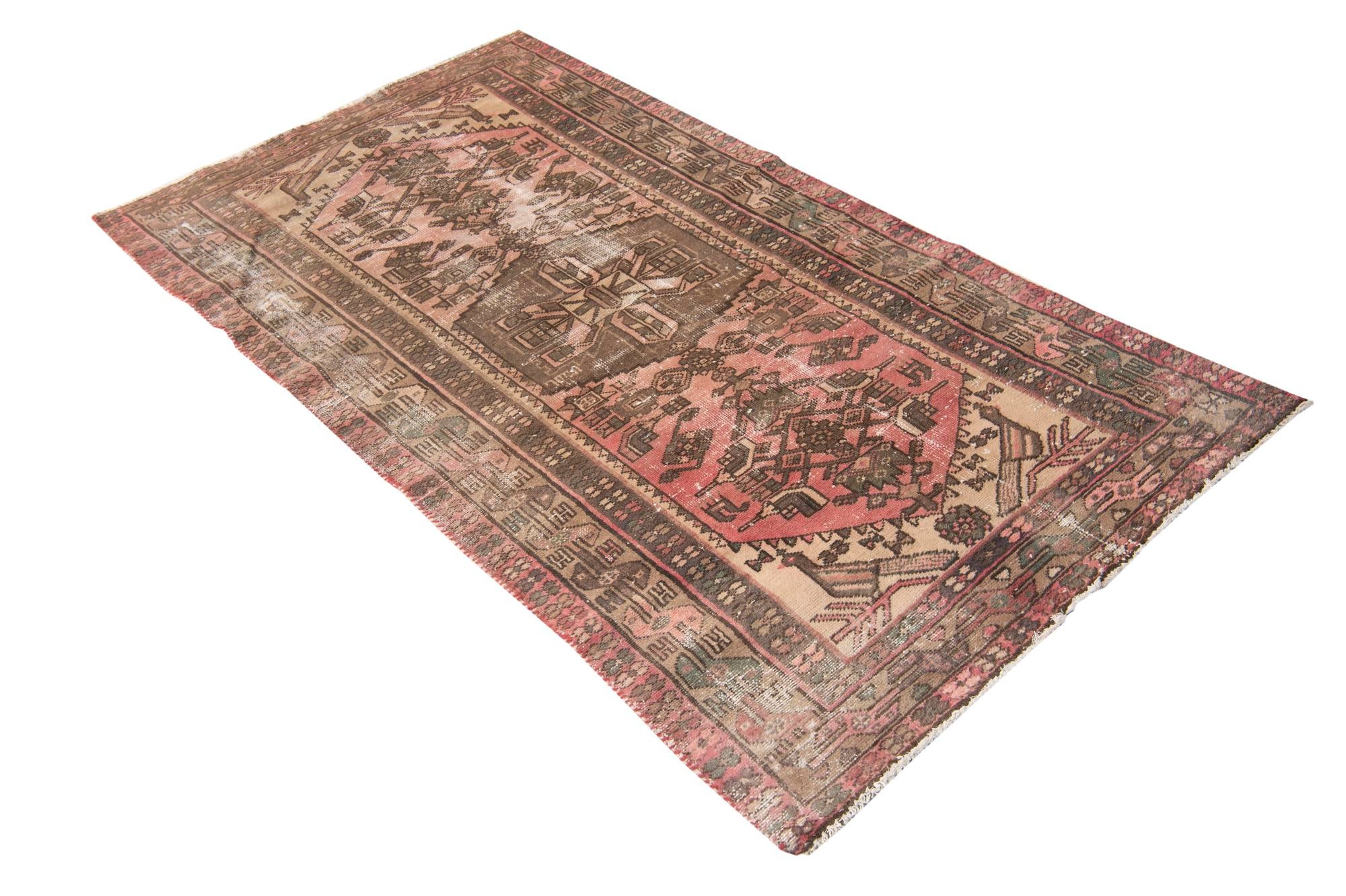 3' 4 x 6' 3 Hand Knotted Ultra Vintage Persian Wool Rug