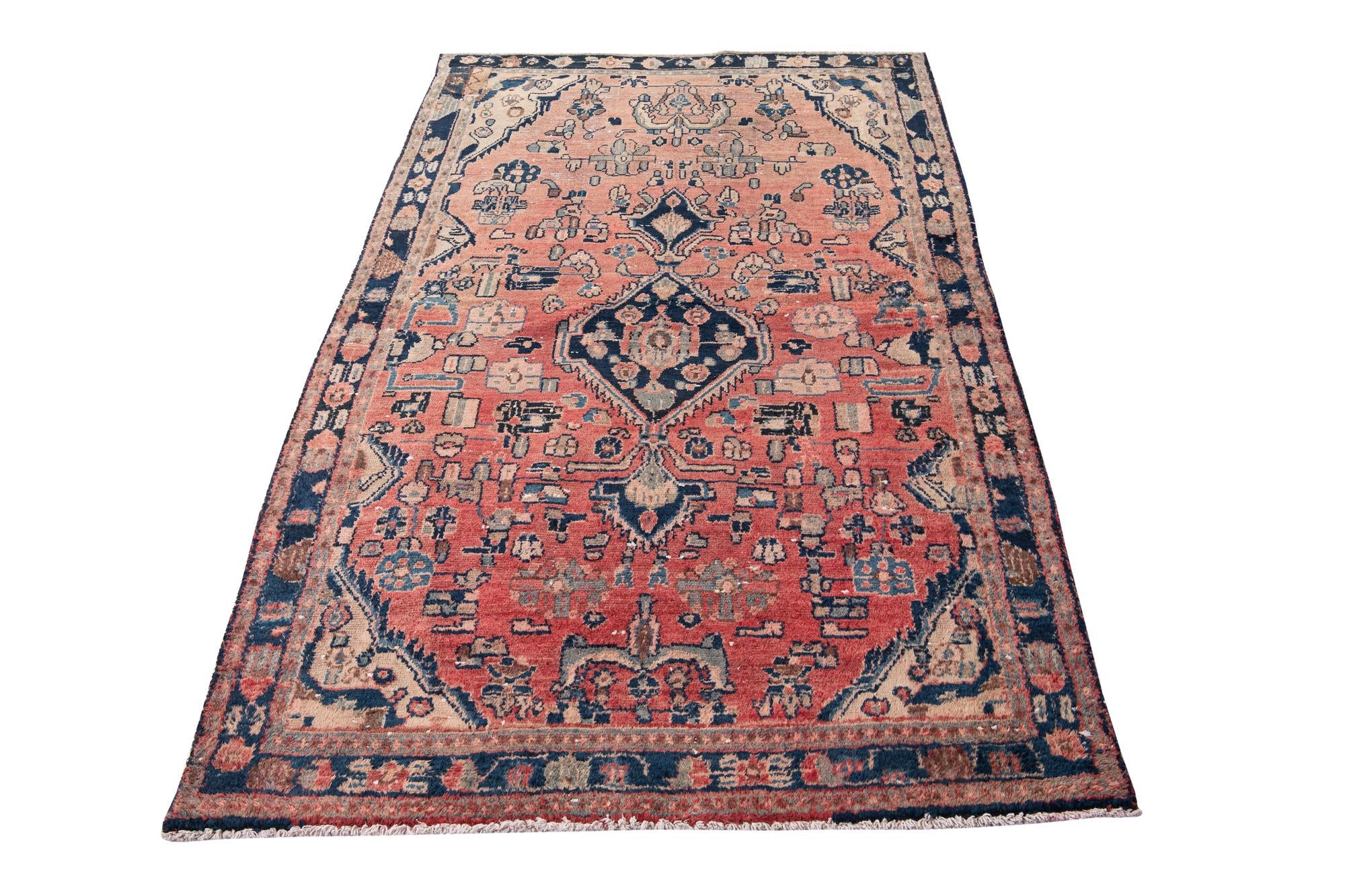 4' 2 x 6' 9 Hand Knotted Ultra Vintage Persian Wool Rug
