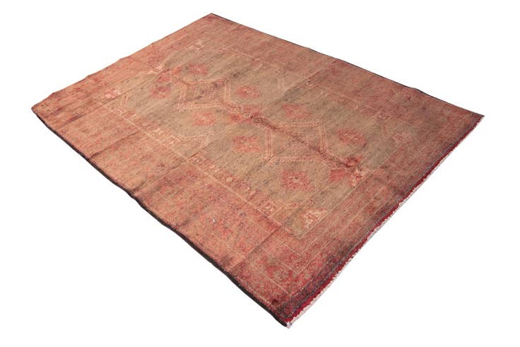 Detail image of 4' 2 x 5' 6 Hand Knotted Ultra Vintage Persian Wool Rug