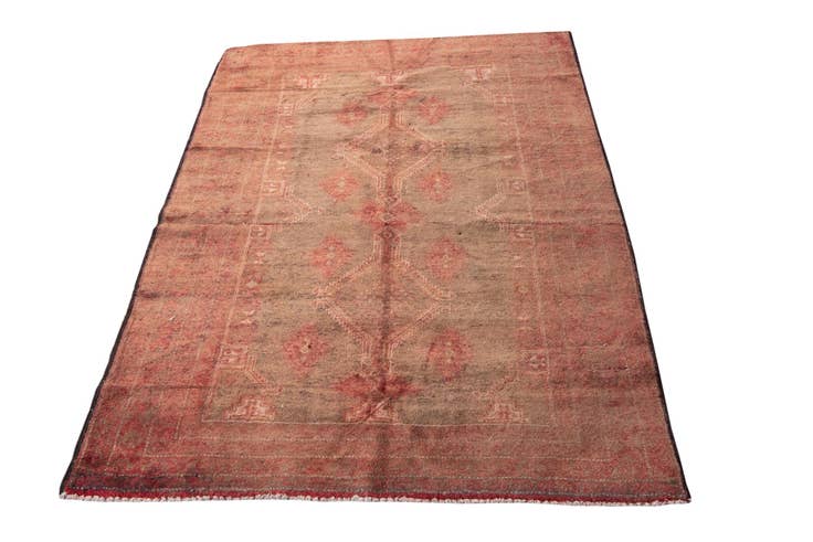 Detail image of 4' 2 x 5' 6 Hand Knotted Ultra Vintage Persian Wool Rug