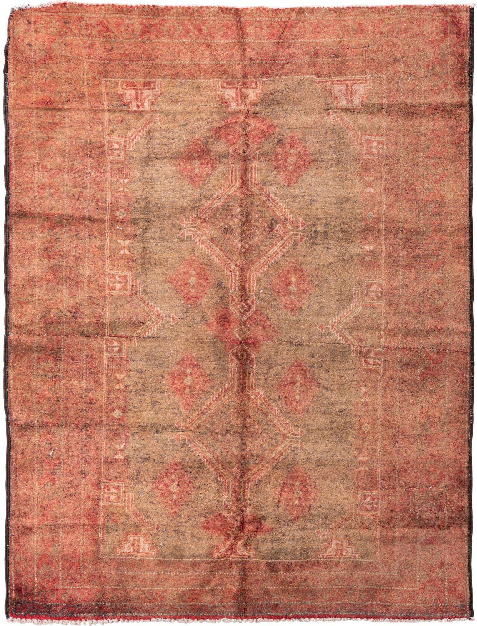 4' 2 x 5' 6 Hand Knotted Ultra Vintage Persian Wool Rug