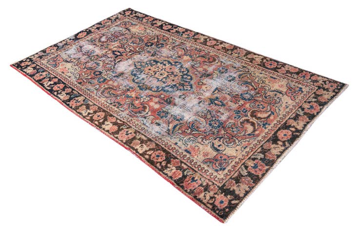Detail image of 3' 10 x 6' 6 Hand Knotted Ultra Vintage Persian Wool Rug