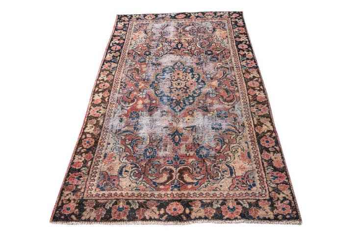 Detail image of 3' 10 x 6' 6 Hand Knotted Ultra Vintage Persian Wool Rug