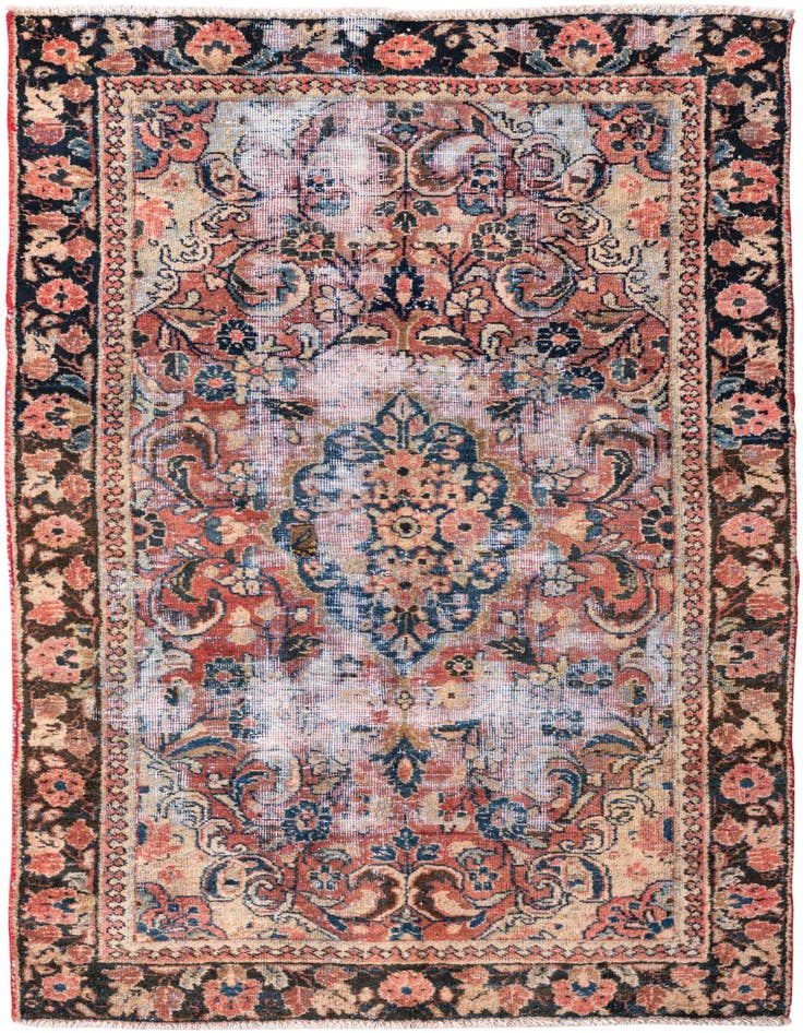 Detail image of 3' 10 x 6' 6 Hand Knotted Ultra Vintage Persian Wool Rug