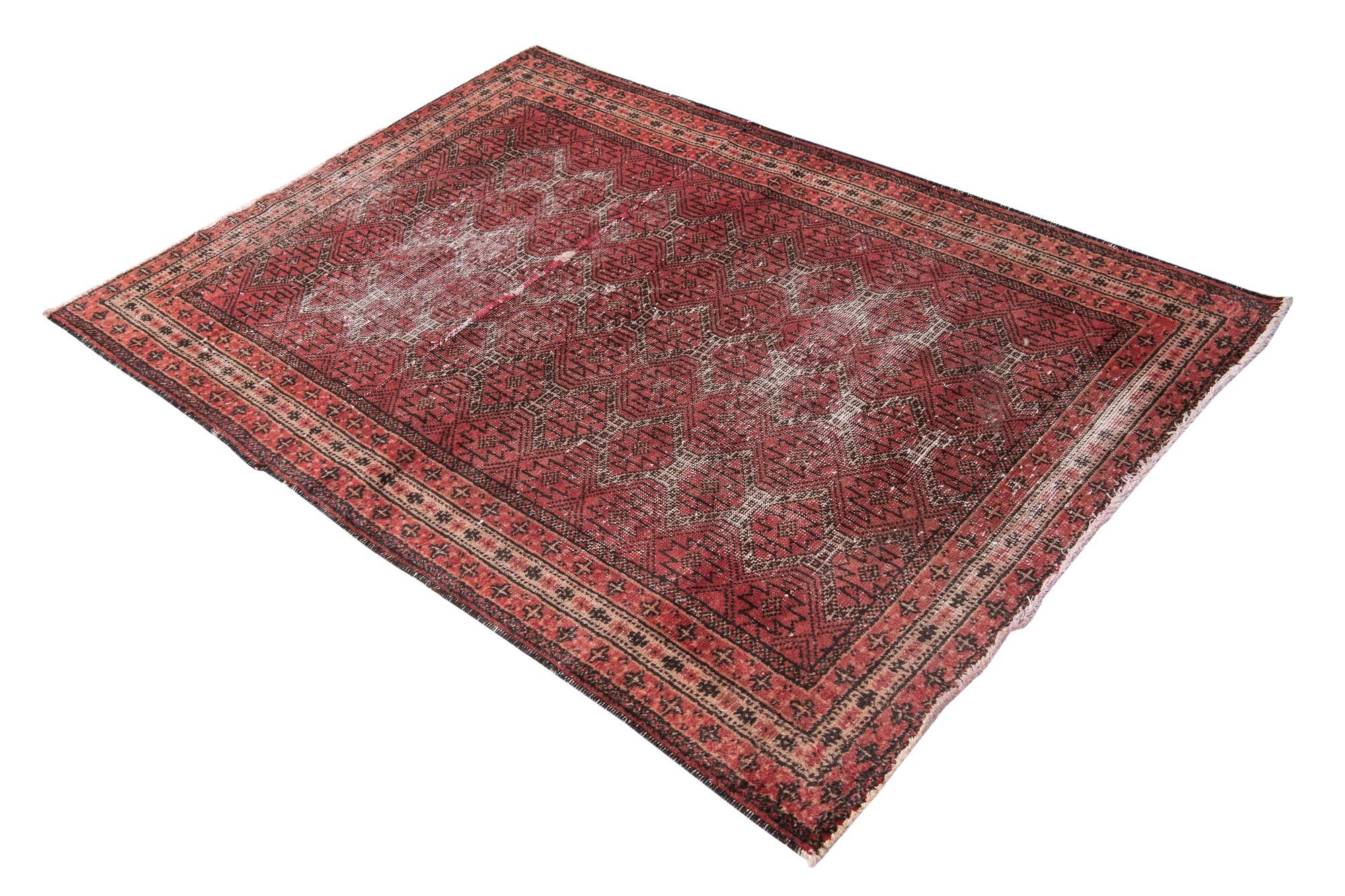 4' 3 x 5' 7 Hand Knotted Ultra Vintage Persian Wool Rug