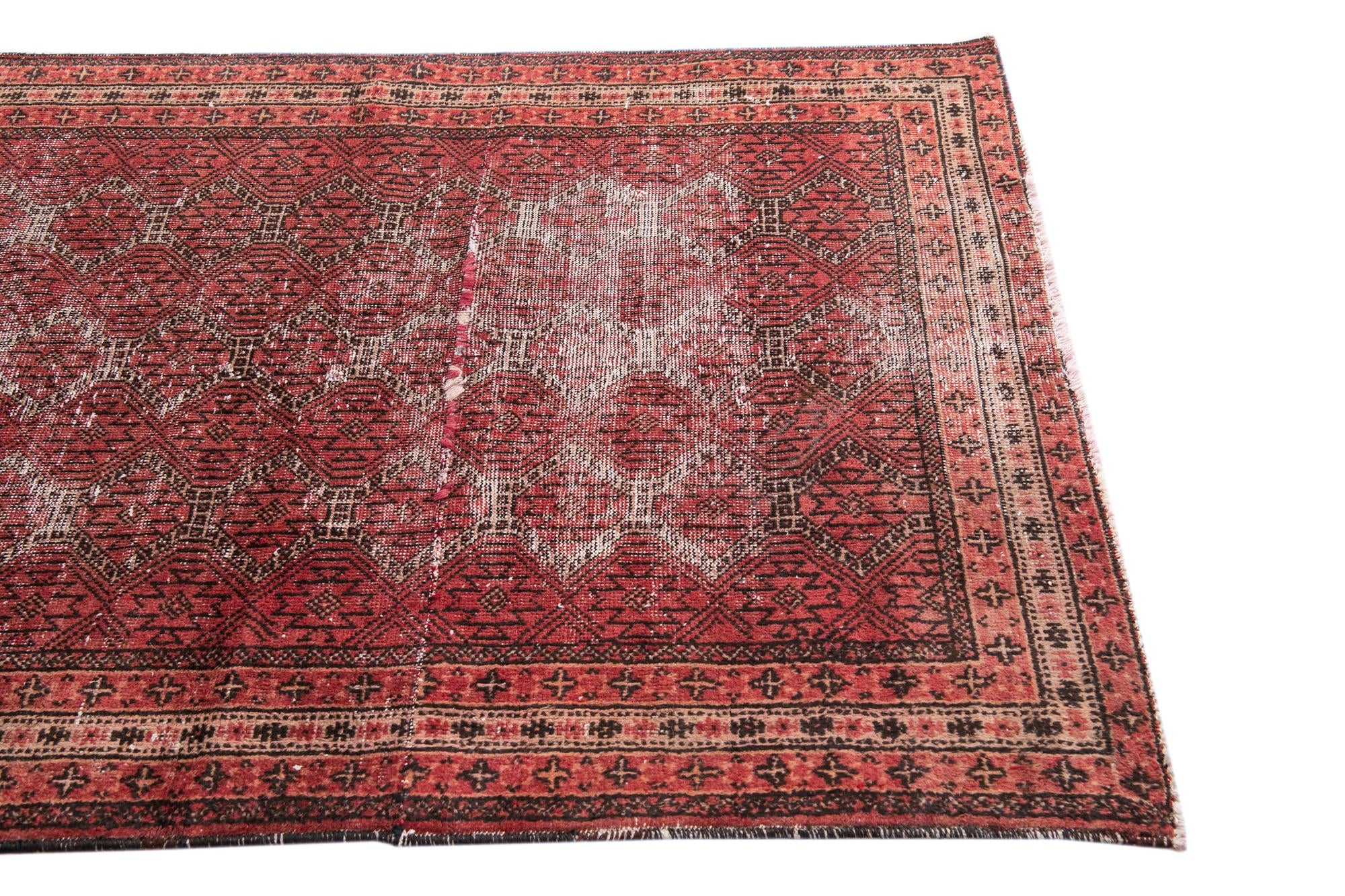 4' 3 x 5' 7 Hand Knotted Ultra Vintage Persian Wool Rug