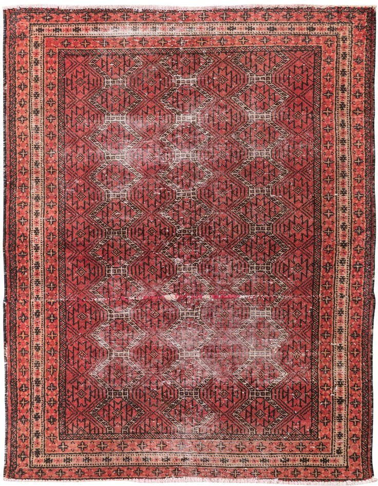 Detail image of 4' 3 x 5' 7 Hand Knotted Ultra Vintage Persian Wool Rug