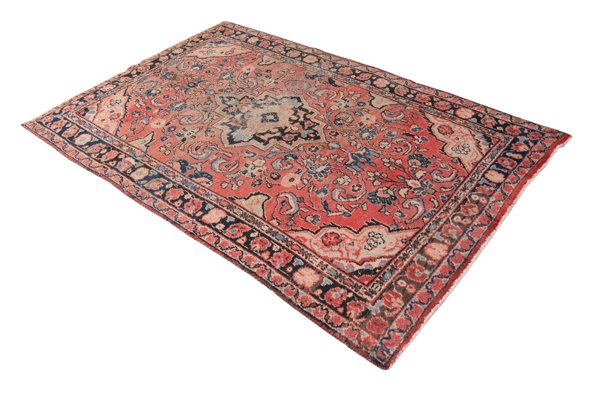 4' 4 x 6' 9 Hand Knotted Ultra Vintage Persian Wool Rug