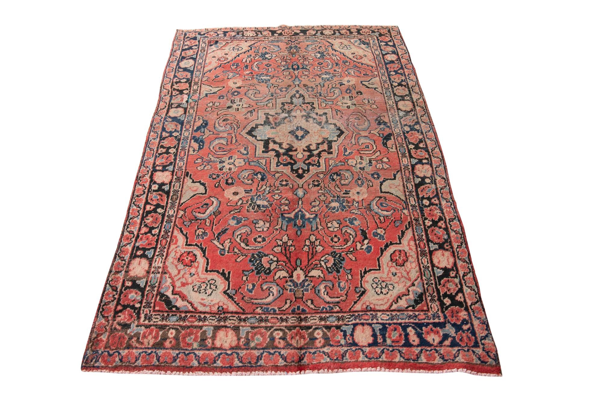 4' 4 x 6' 9 Hand Knotted Ultra Vintage Persian Wool Rug