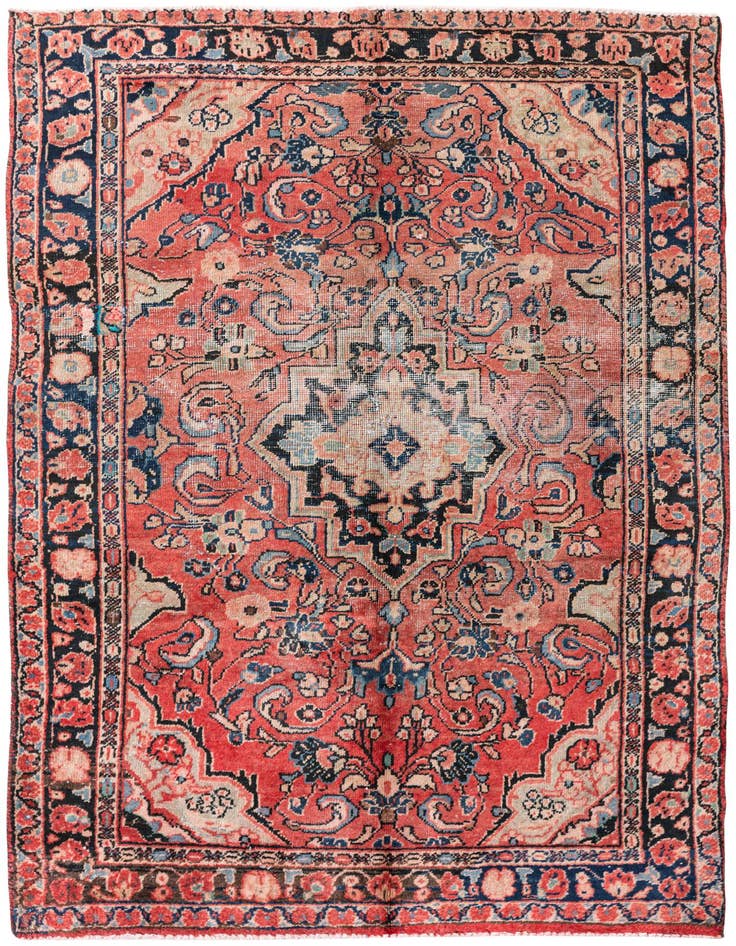 Detail image of 4' 4 x 6' 9 Hand Knotted Ultra Vintage Persian Wool Rug