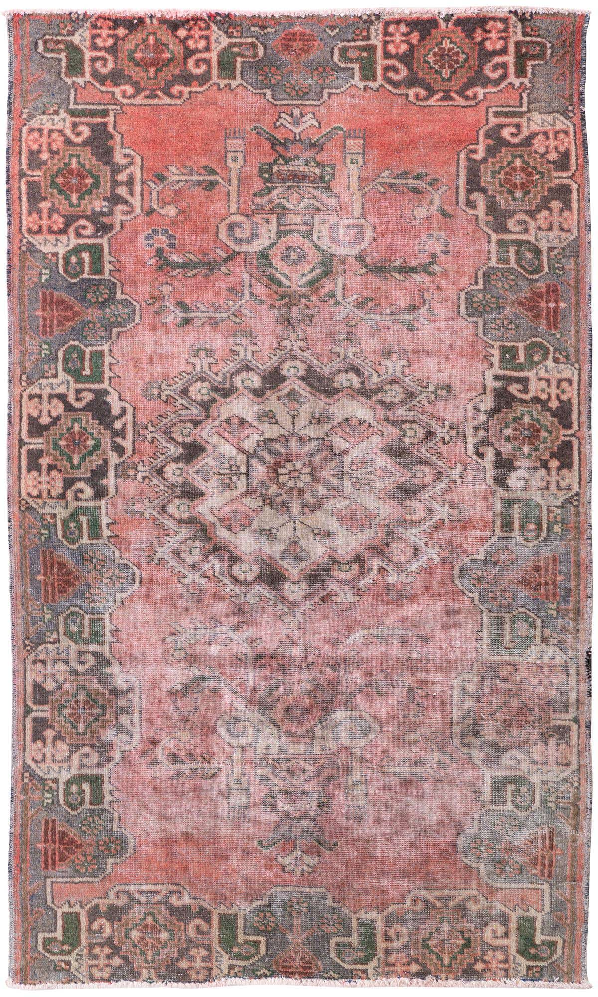 4' 1 x 6' 9 Hand Knotted Ultra Vintage Persian Wool Rug