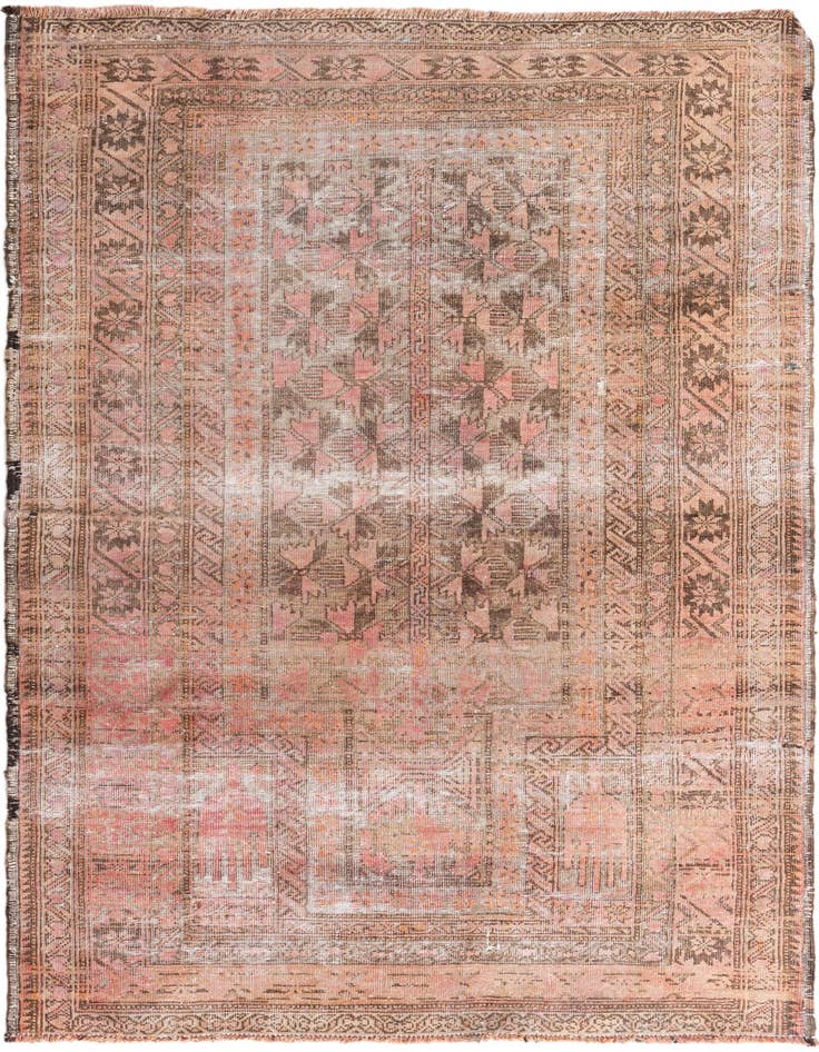 Detail image of 3' 5 x 5' 5 Hand Knotted Ultra Vintage Persian Wool Rug
