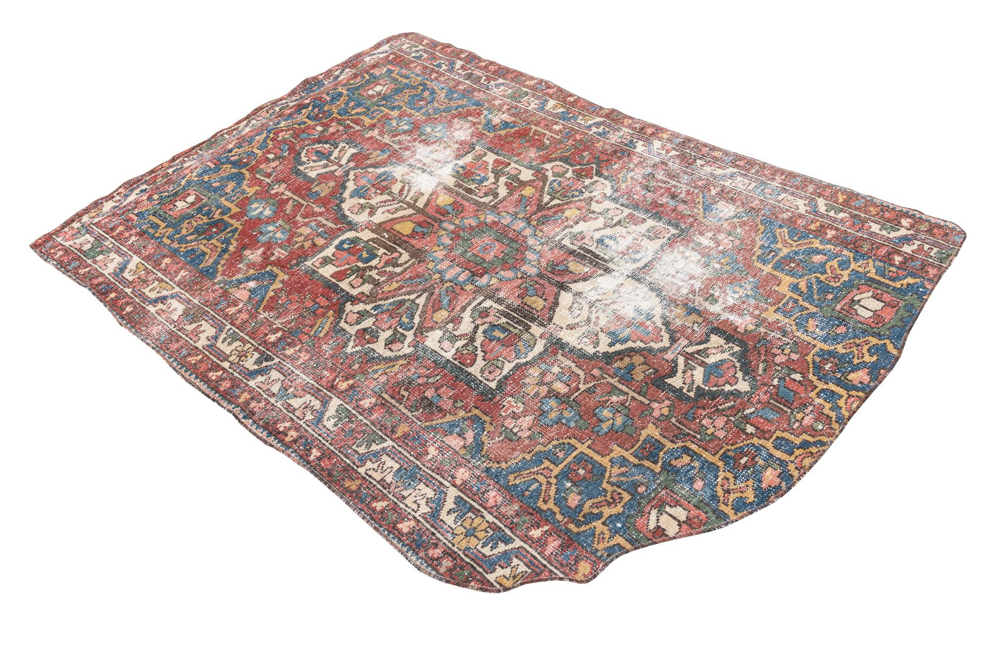 4' 4 x 6' 3 Hand Knotted Ultra Vintage Persian Wool Rug