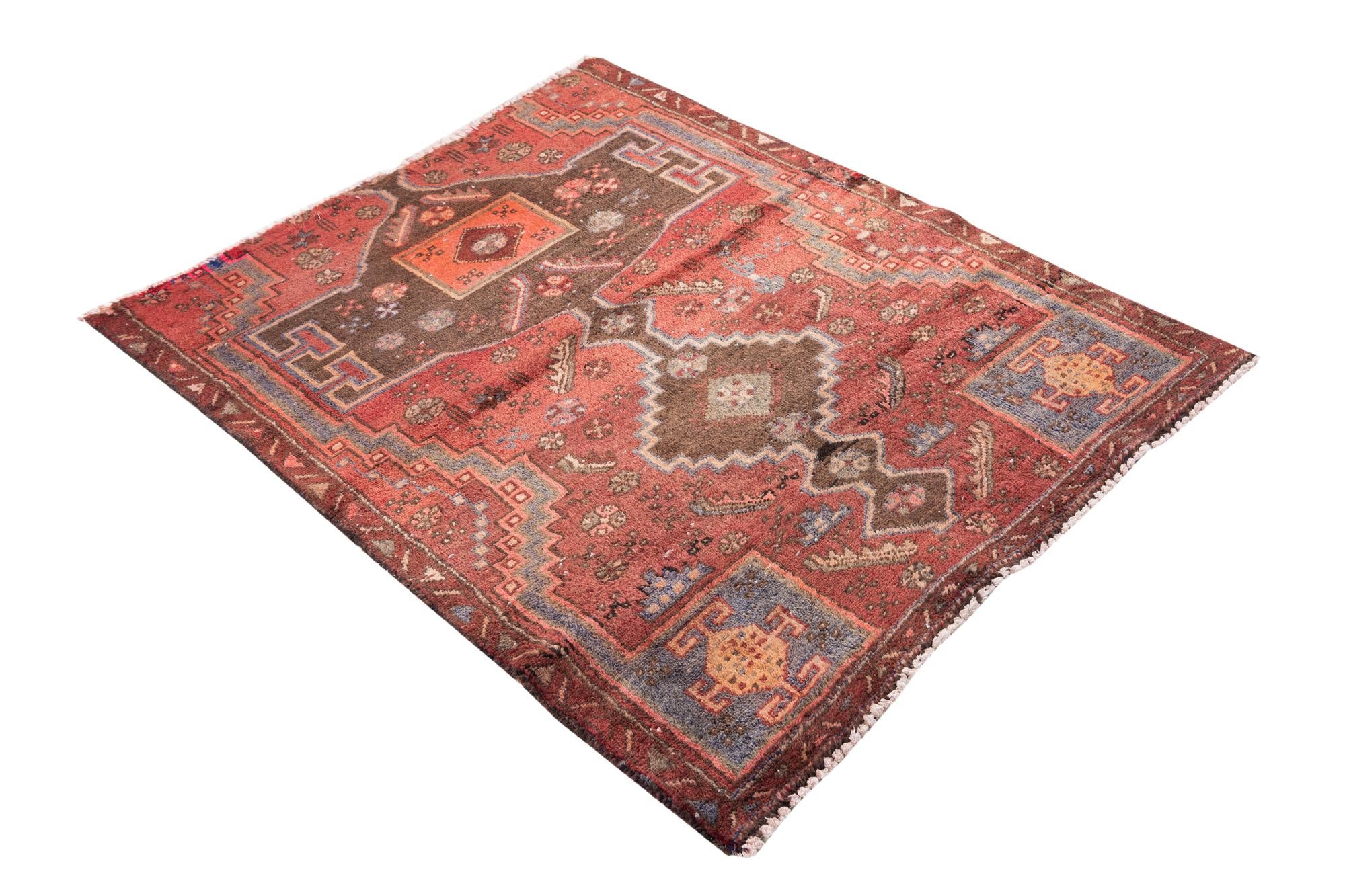 105cm x 125cm anudado a mano Ultra Vintage Alfombra Persa Lana