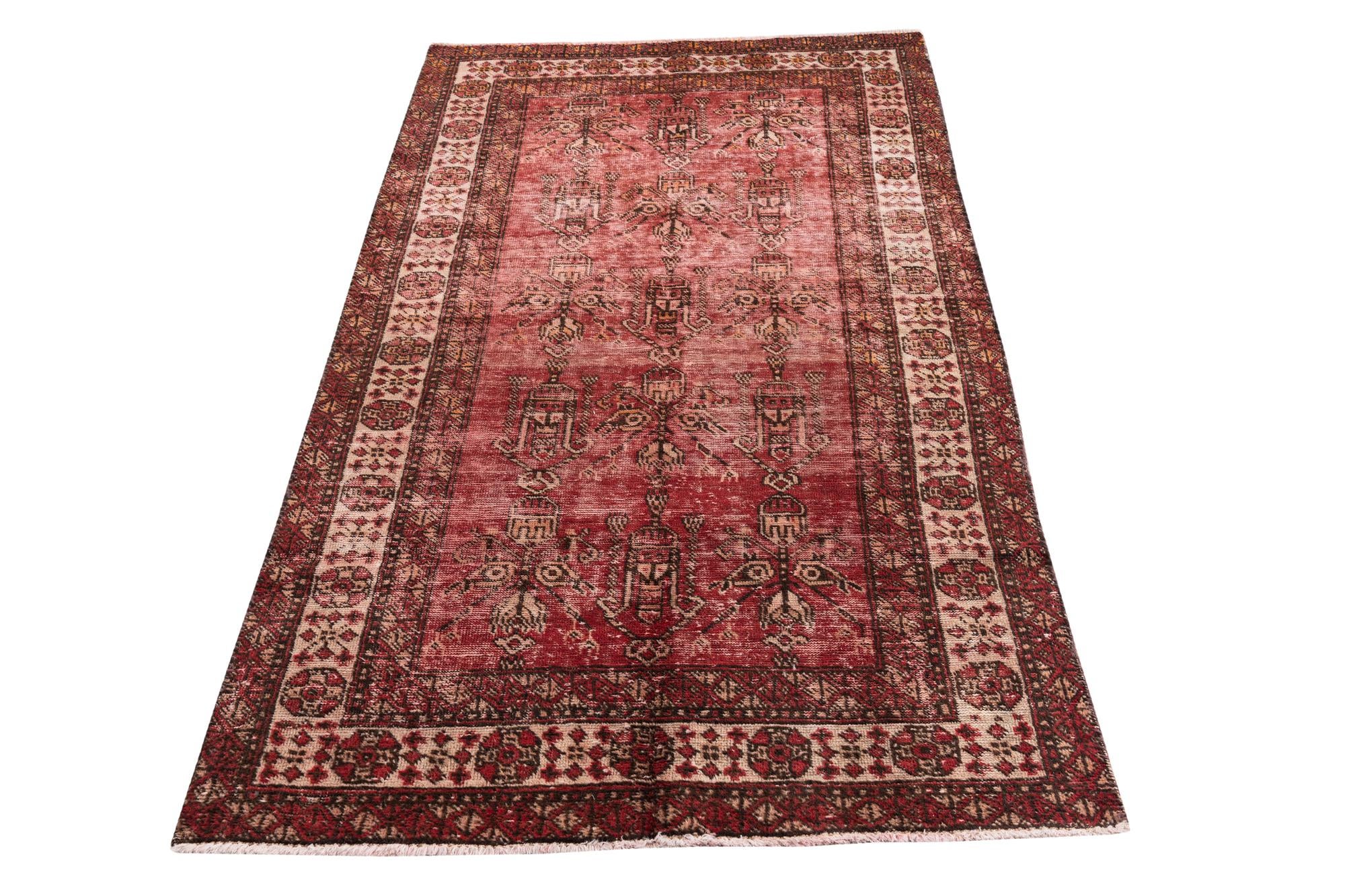3' 10 x 6' 8 Hand Knotted Ultra Vintage Persian Wool Rug
