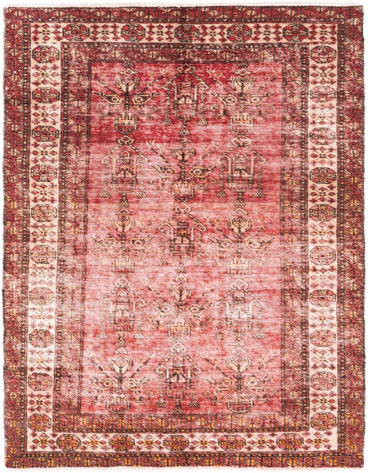 Detail image of 3' 10 x 6' 8 Hand Knotted Ultra Vintage Persian Wool Rug