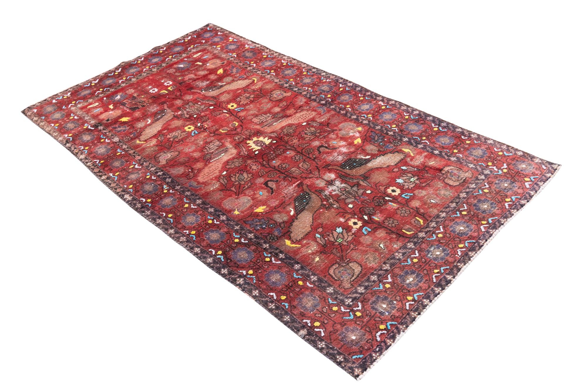 3' 6 x 6' 5 Hand Knotted Ultra Vintage Persian Wool Rug