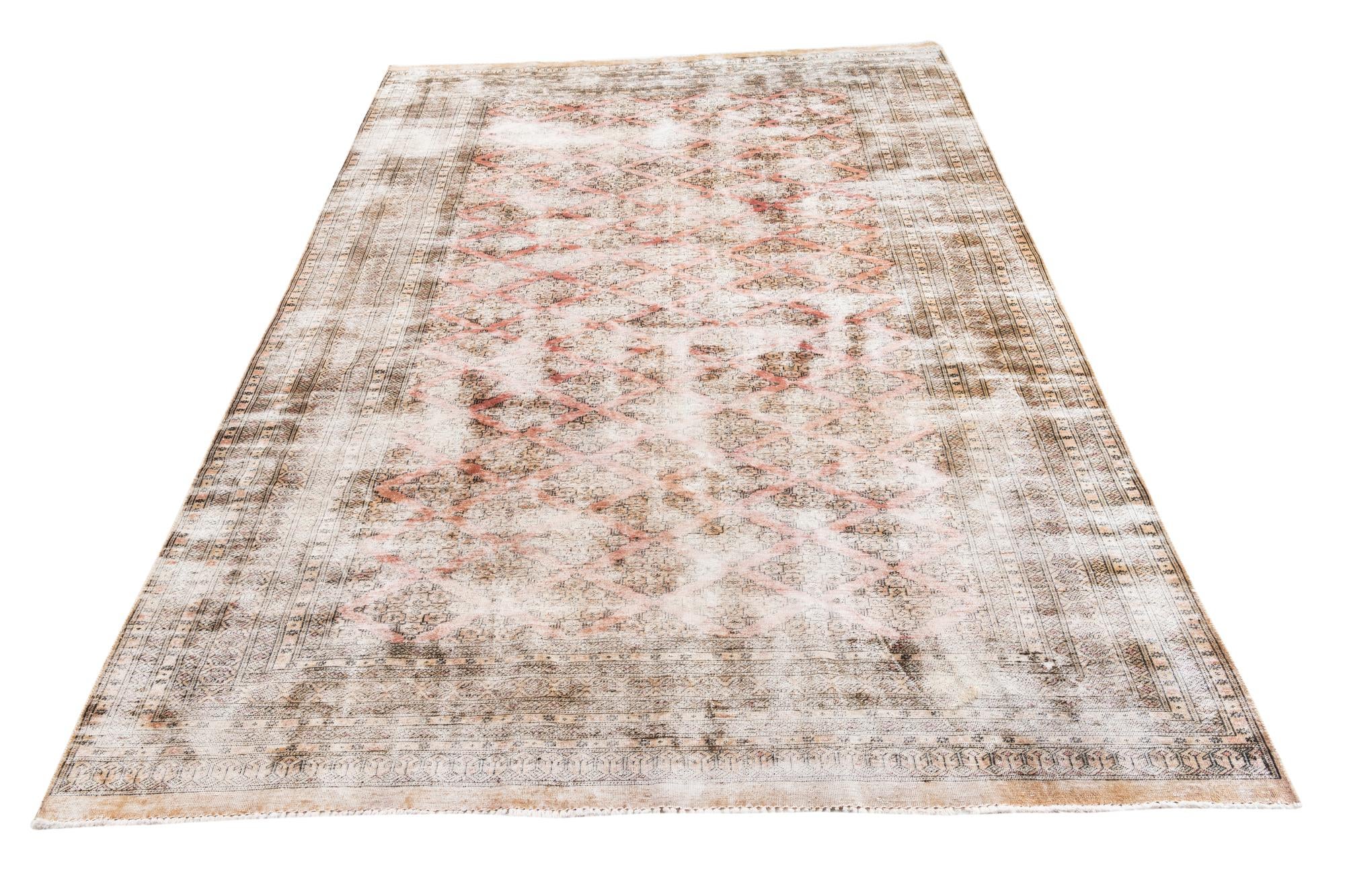 7' x 9' 9 Hand Knotted Ultra Vintage Persian Wool Rug