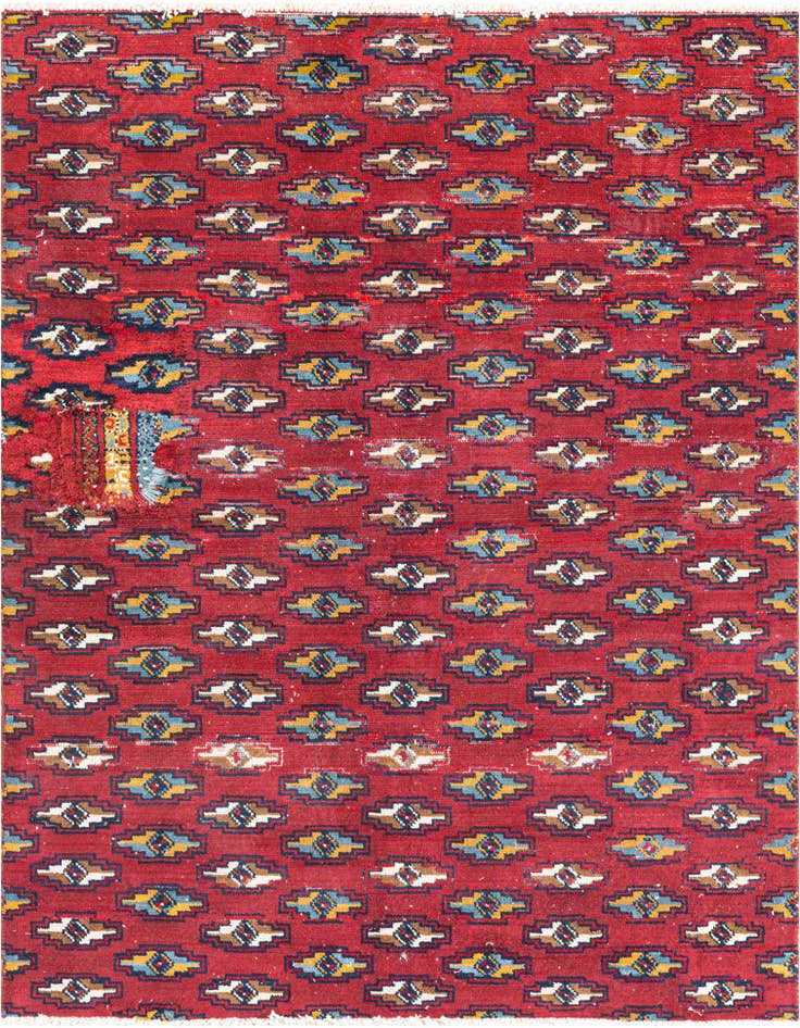 Detail image of 4' 7 x 6' Hand Knotted Ultra Vintage Persian Wool Rug