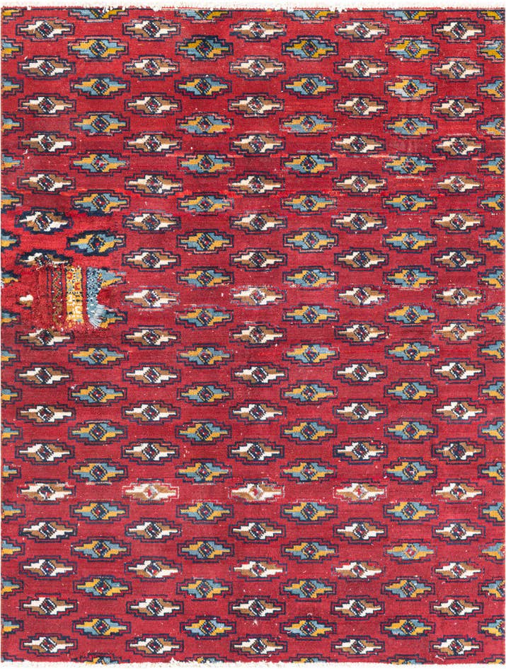 Detail image of 4' 7 x 6' Hand Knotted Ultra Vintage Persian Wool Rug