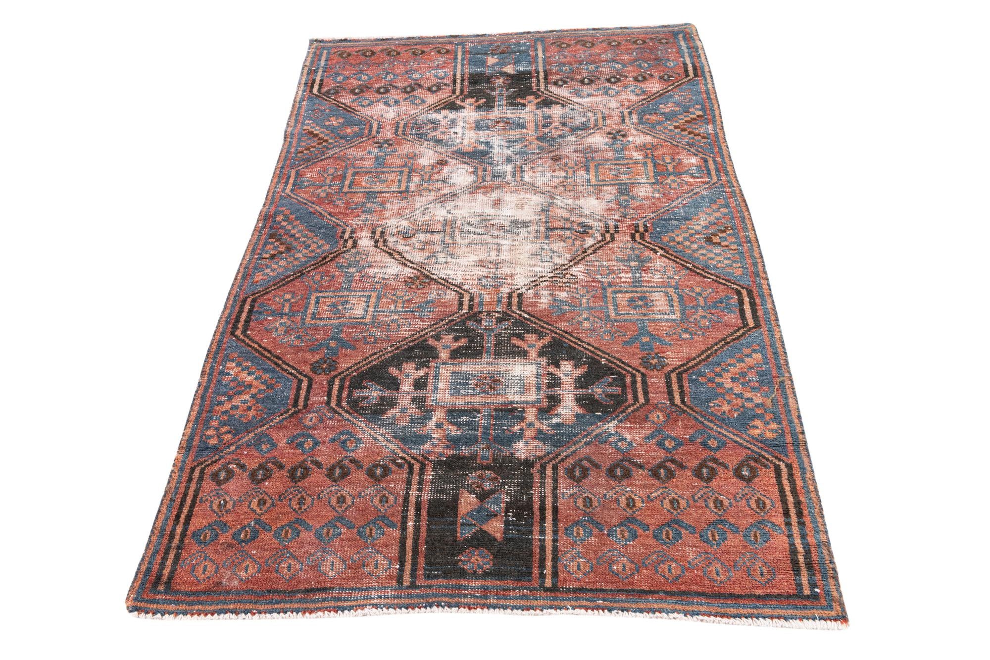 3' 9 x 6' Hand Knotted Ultra Vintage Persian Wool Rug