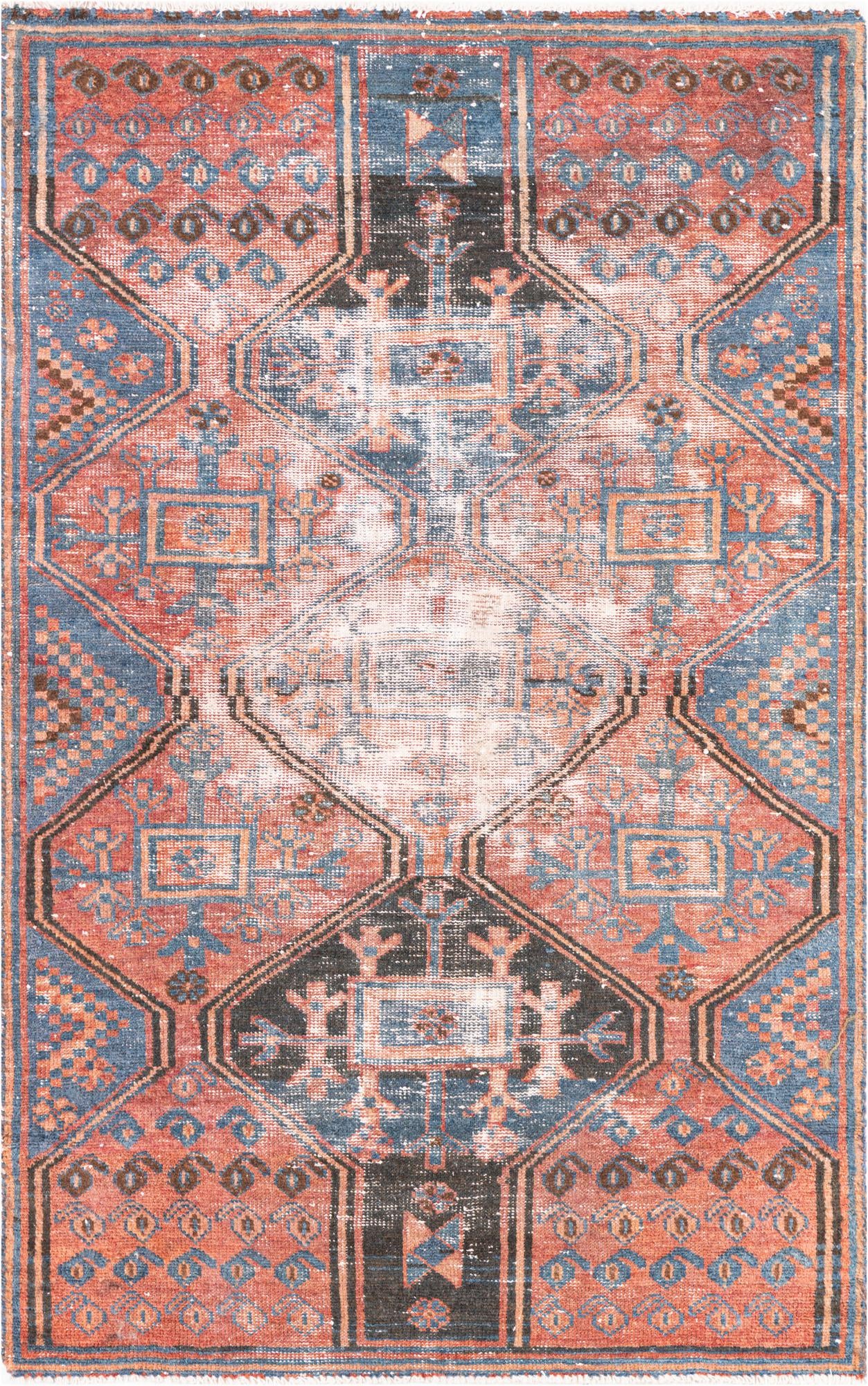 3' 9 x 6' Hand Knotted Ultra Vintage Persian Wool Rug